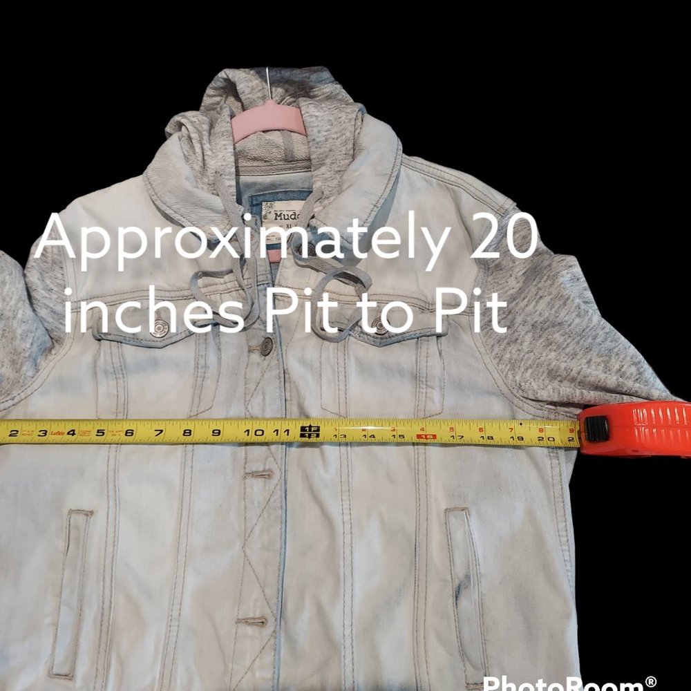 Mudd Jean Jacket Light Wash with Hood Junior's Size XL - Picture 4 of 5